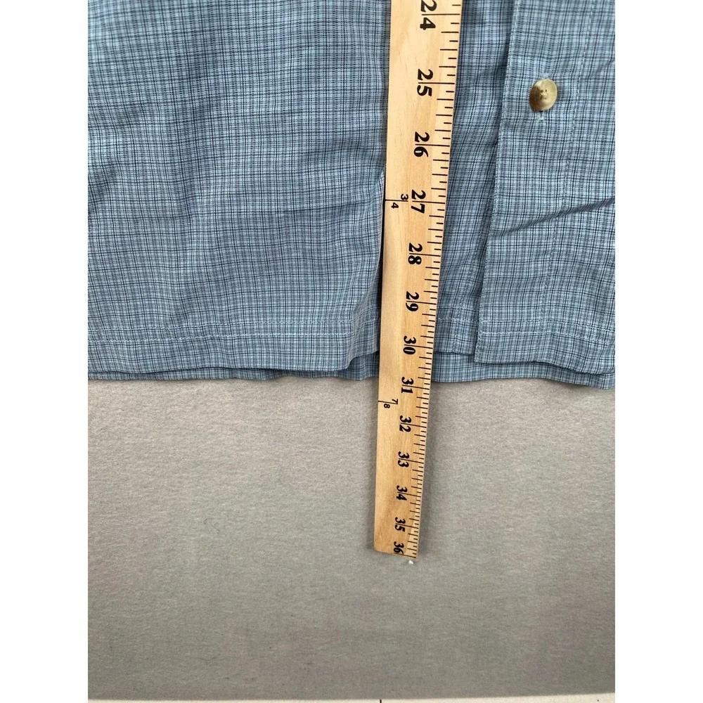 The North Face Mens Blue Grid Short Sleeve Vented Hiking Button Up Shirt Large